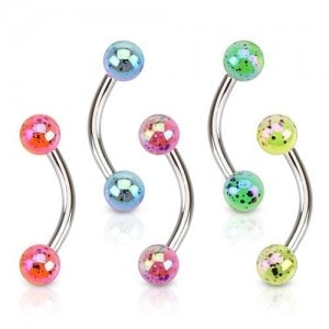 dúhový činky piercing